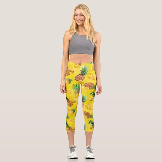 Ananasmuster 7 capri leggings (Vorderseite)