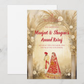 Anand Karaj Einladungen Digital Sikh Wedding Karte (Vorne/Hinten)