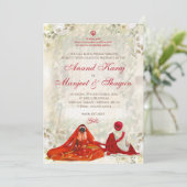 Anand Karaj lädt zum Hochzeitsfeiern ein Einladung (Stehend Vorderseite)