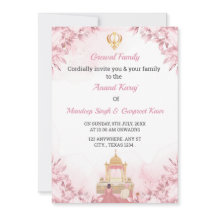 Anand Karaj Wedding Invitation card, Sikh Wedding