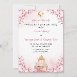 Anand Karaj Wedding Invitation card, Sikh Wedding Einladung