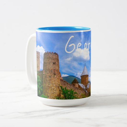 Ananuri Castle Georgia Zweifarbige Tasse (Vorderseite Links)