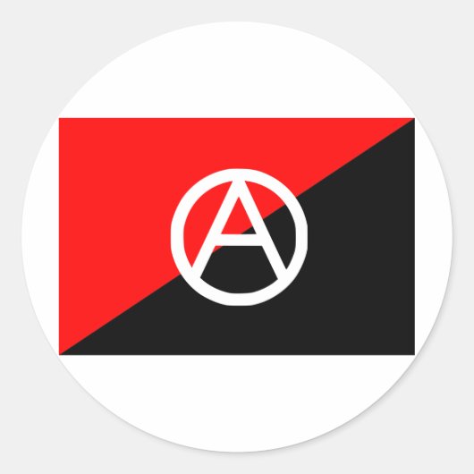 Anarchistische Flagge mit einem Symbol Runder Aufkleber (Vorderseite)