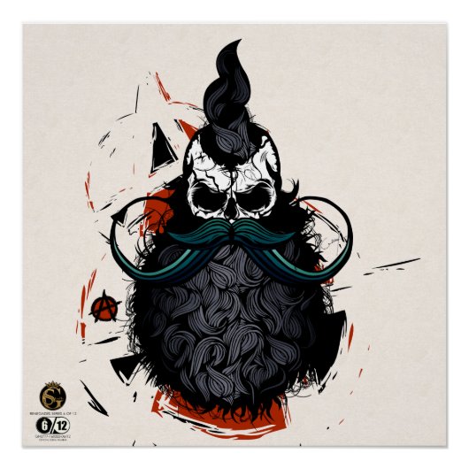 Anarchistischer Hipster-Punktotenkopf Poster (Vorderseite)