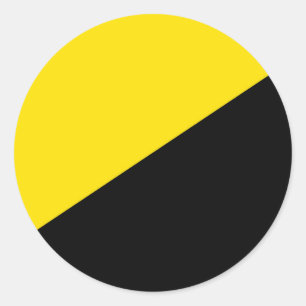 Anarcho capitalism flag anarchy symbol black yello runder aufkleber