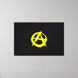Anarcho Kapitalismus-Schwarzes und gelbe Flagge Leinwanddruck