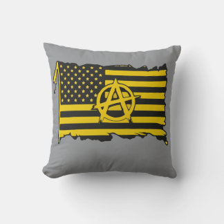 Anarcho-Kapitalistische Flagge USA Schwarz-golden Kissen