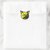 Anarkitty mit White Whiskers Anarchyball Quadratischer Aufkleber (Tasche)
