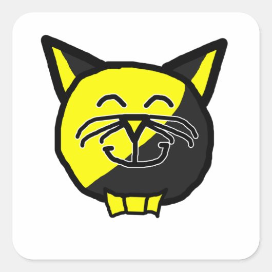 Anarkitty mit White Whiskers Anarchyball Quadratischer Aufkleber (Vorderseite)