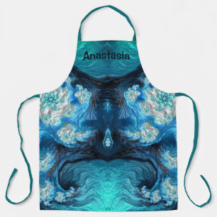 ANASTASIA ~ ABSTRAKTES FRAKTAL Blue Aqua White ~ Schürze