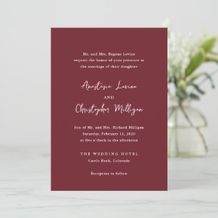 Anastasia Burgundy Elegant Wedding Einladung