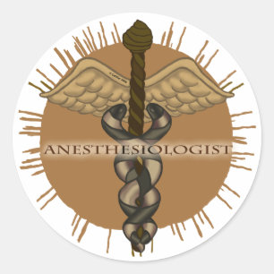 Anästhesiologe Caduceus Runder Aufkleber