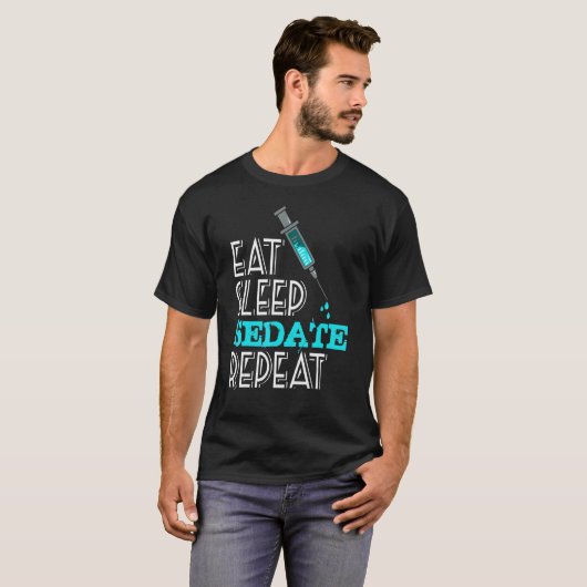 Anästhesiologe Eat Sleep Wiederholung Anästhesie T-Shirt (Vorne ganz)