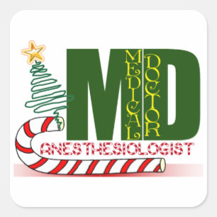 Anästhesiologe MERRY CHRISTMAS Quadratischer Aufkleber