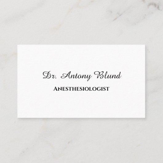 Anästhesiologe Simple White and Black Visitenkarte (Rückseite)