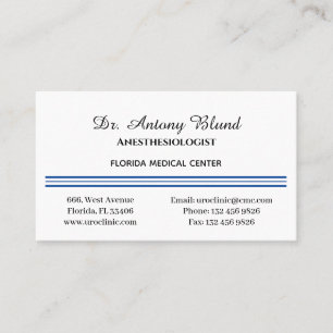 Anästhesiologin Simple Navy Blue Business Card Visitenkarte
