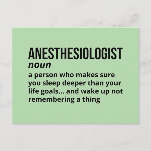 Anästhesist - Funny Job Definition Postkarte (Vorderseite)