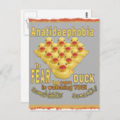 ANATIDAEPHOBIA - FURCHT VOR ENTEN! Gummiente Postkarte (Vorne/Hinten)