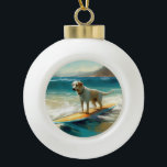 Anatolian Shepherd Beach Surfmalerei Keramik Kugel-Ornament<br><div class="desc">Tauchen Sie ein in die spielerische Welt des Kaninchen-Abenteuers mit diesem faszinierenden Bild. Ein gepflegter Hund geht zu den Wellen und reitet geschickt auf einem sonnengeküssten Strand. Das lebendige Kunstwerk vereint wunderbar das Wesentliche der Erregung am Strand, während der Hund furchtlos auf den Wellen reitet und den Geist von Spaß...</div>