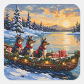 Anatolian Shepherd Christmas Boat Holiday Quadratischer Aufkleber (Vorderseite)
