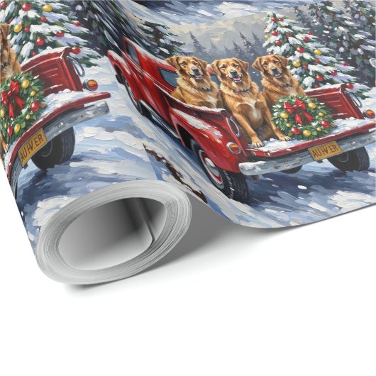 Anatolian Shepherd Dog Christmas Red Truck Holiday Geschenkpapier (Rolleneckpunkt)