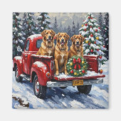 Anatolian Shepherd Dog Christmas Red Truck Holiday Magnet (Vorne)