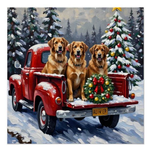 Anatolian Shepherd Dog Christmas Red Truck Holiday Poster (Vorderseite)