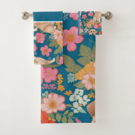 Anatolian Shepherd Dog Floral farbiges Muster Badhandtuch Set