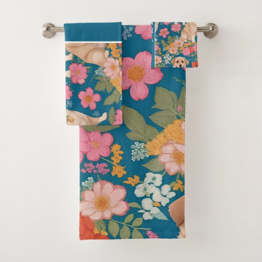 Anatolian Shepherd Dog Floral farbiges Muster Badhandtuch Set (Insitu)