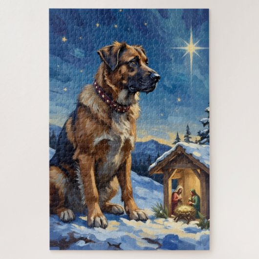 Anatolian Shepherd Dog Guarding Nativity Scene Puzzle (Vertikal)