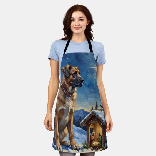 Anatolian Shepherd Dog Guarding Nativity Scene Schürze (Getragen)