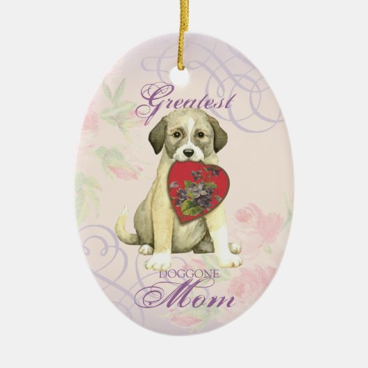 Anatolian Shepherd Dog Heart Mom Ceramic Ornament (Vorne)