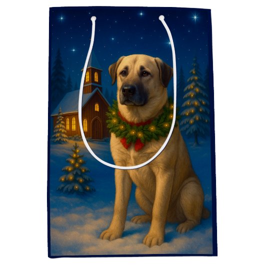Anatolian Shepherd Dog Holiday  Mittlere Geschenktüte (Vorderseite)