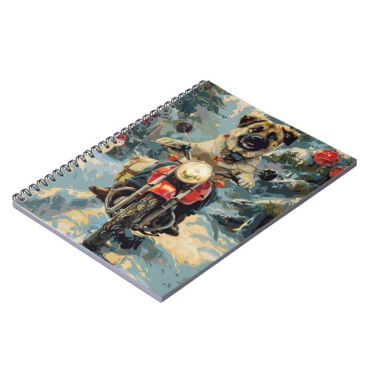 Anatolian Shepherd Dog Riding Motorrad Weihnachten Notizblock (Linke Seite)