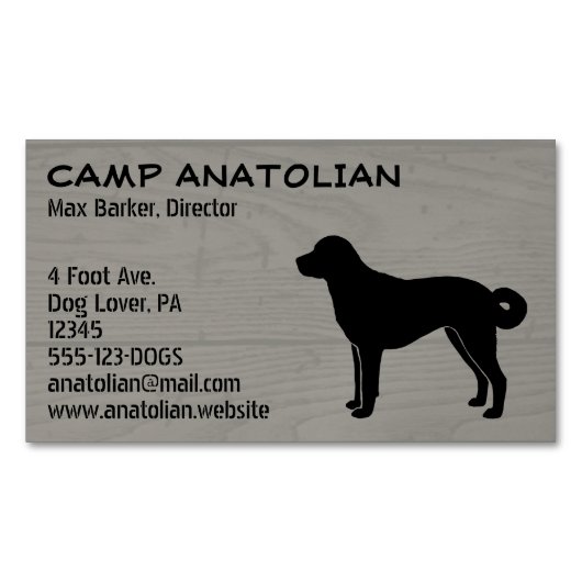 Anatolian Shepherd Dog Silhouette Imitate Wood Sty Magnetische Visitenkarte (Vorderseite)
