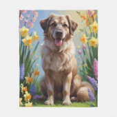 Anatolian Shepherd Dog Spring Blumen Malerei Fleecedecke (Vorderseite)