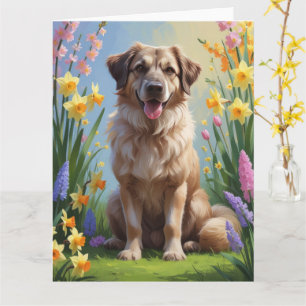 Anatolian Shepherd Dog Spring Blumen Malerei Karte