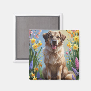 Anatolian Shepherd Dog Spring Blumen Malerei Magnet