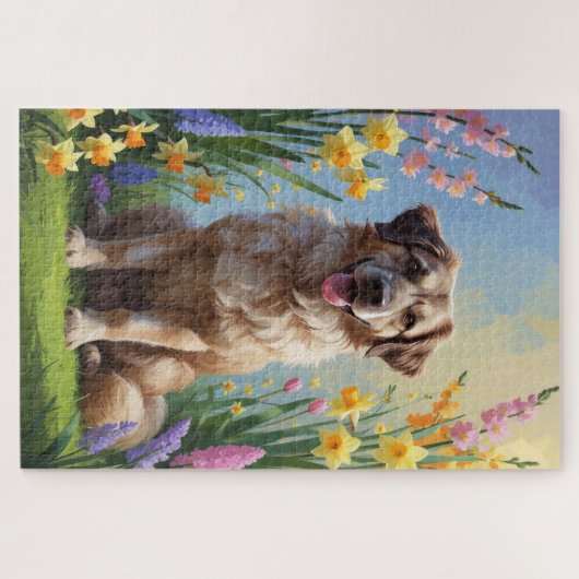 Anatolian Shepherd Dog Spring Blumen Malerei Puzzle (Horizontal)