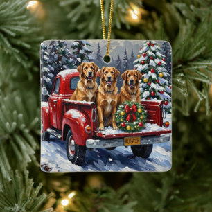 Anatolian Shepherd Dog Weihnachten Rotes Lastwagen Keramikornament