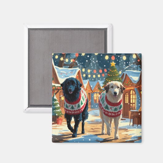 Anatolian Shepherd Dogs Christmas Snow Holiday Magnet (Vorderseite/Rückseite)