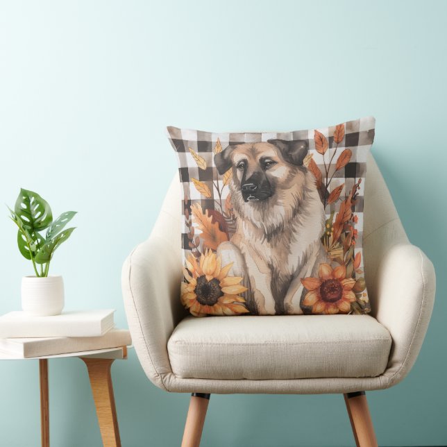 Anatolian Shepherd Fall Watercolor Blume Kissen (Stuhl )