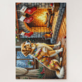 Anatolian Shepherd Fireplace with Christmas Lights Puzzle (Vertikal)