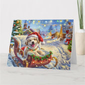 Anatolian Shepherd in Sleigh Snow Weihnachten Karte (Vorderseite)