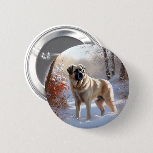 Anatolian Shepherd Let It Snow Christmas Button (Vorne & Hinten)