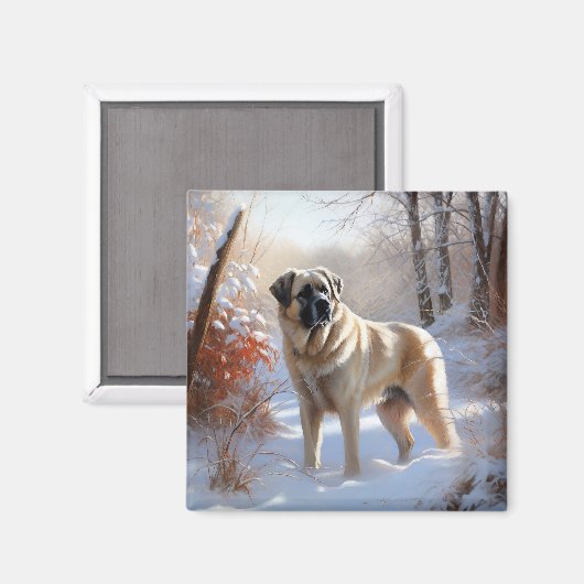 Anatolian Shepherd Let It Snow Christmas Magnet (Vorderseite/Rückseite)