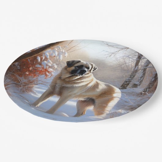 Anatolian Shepherd Let It Snow Christmas Pappteller (Schrägansicht)