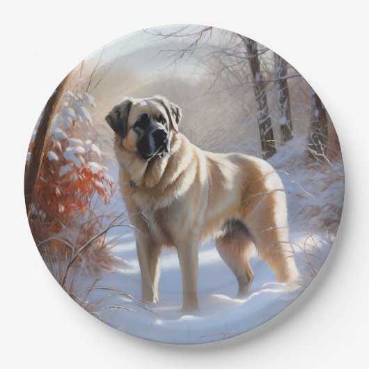 Anatolian Shepherd Let It Snow Christmas Pappteller (Vorderseite)