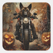 Anatolian Shepherd Riding Motorrad Halloween Quadratischer Aufkleber (Vorderseite)