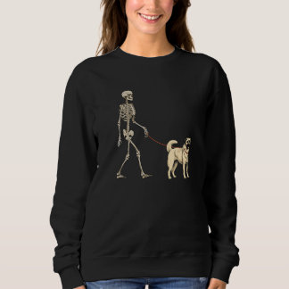 Anatolian Shepherd Skeleton Dog Walking Halloween Sweatshirt